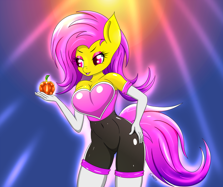 Size: 2200x1848 | Tagged: suggestive, artist:canister, derpibooru import, fluttershy, anthro, bat pony, breasts, clothes, cosplay, costume, crossover, element of honesty, female, flutterbat, race swap, rouge the bat, solo, solo female, sonic the hedgehog (series), wingless, wingless anthro