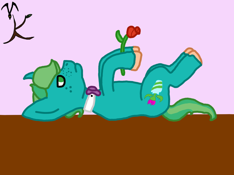 Size: 1280x960 | Tagged: safe, artist:valravnknight, derpibooru import, oc, oc:star thistle, unicorn, bowtie, playing dead, simple background, solo