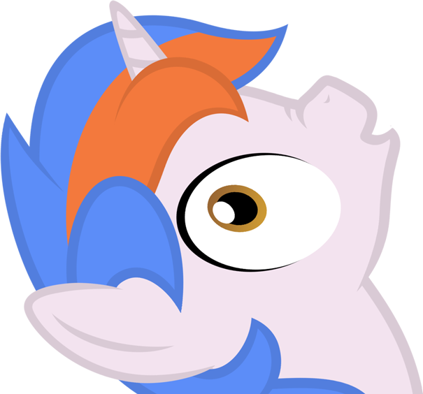 Size: 605x564 | Tagged: safe, artist:squeaky-belle, derpibooru import, oc, oc:free quill, unofficial characters only, unicorn, bust, looking up, male, multicolored hair, scrunchy face, simple background, solo, soon, stallion, transparent background, vector