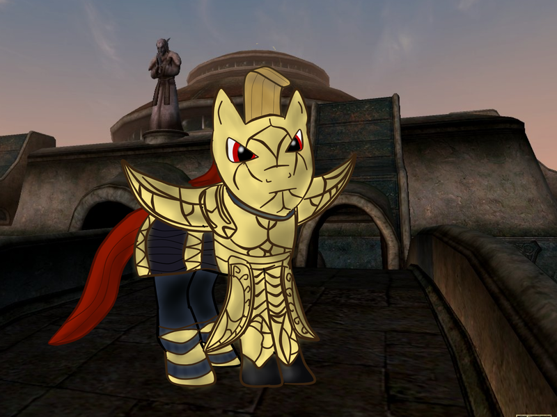 Size: 1600x1200 | Tagged: safe, artist:boushi33, derpibooru import, ponified, earth pony, pony, armor, game screencap, male, morrowind, ordinator, solo, stallion, the elder scrolls