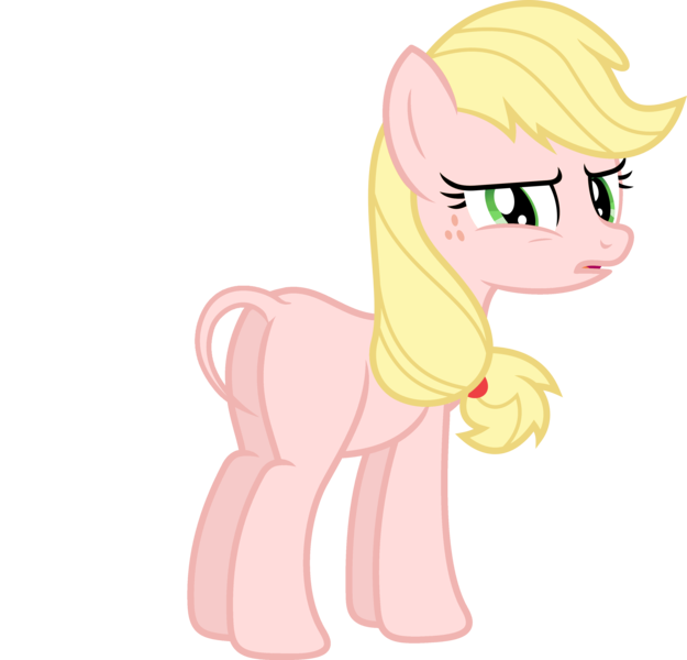 Size: 3574x3433 | Tagged: safe, artist:porygon2z, derpibooru import, edit, editor:slayerbvc, vector edit, applejack, earth pony, pony, bald, butt, female, furless, furless edit, high res, mare, nude edit, nudity, plot, shaved, shaved tail, simple background, solo, transparent background, vector