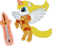 Size: 1600x1200 | Tagged: safe, artist:boushi33, derpibooru import, ponified, alicorn, pony, armor, female, flying, kayle, league of legends, levitation, magic, mare, simple background, solo, sword, telekinesis, transparent background, weapon