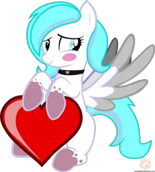 Size: 2048x2279 | Tagged: safe, artist:kasjer19, artist:kolo-chan, derpibooru import, oc, oc:shine heart, unofficial characters only, pegasus, pony, base used, blush sticker, blushing, female, heart, holiday, mare, simple background, solo, transparent background, valentine's day