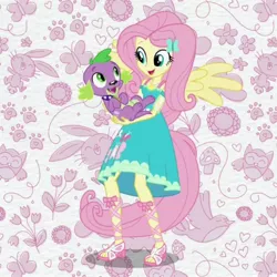 Size: 2048x2048 | Tagged: safe, derpibooru import, screencap, fluttershy, spike, spike the regular dog, dog, equestria girls, equestria girls series, cropped, feet, intro, non-shipping, opening theme, ponied up, sandals, wings