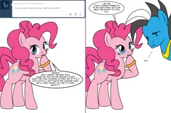 Size: 1204x800 | Tagged: safe, artist:dekomaru, derpibooru import, pinkie pie, oc, oc:brave star, pony, tumblr:ask twixie, ask, comic, fourth wall, preggy pie, pregnant, tumblr