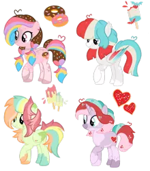 Size: 1024x1162 | Tagged: safe, artist:chococakebabe, derpibooru import, oc, unofficial characters only, bat pony, earth pony, pegasus, pony, unicorn, adoptable, base used, cutie mark, female, mare, simple background, transparent background