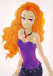 Size: 1188x1704 | Tagged: safe, artist:jaeneth, derpibooru import, adagio dazzle, human, equestria girls, armpits, bare shoulders, female, gem, humanized, looking at you, siren gem, smiling, solo