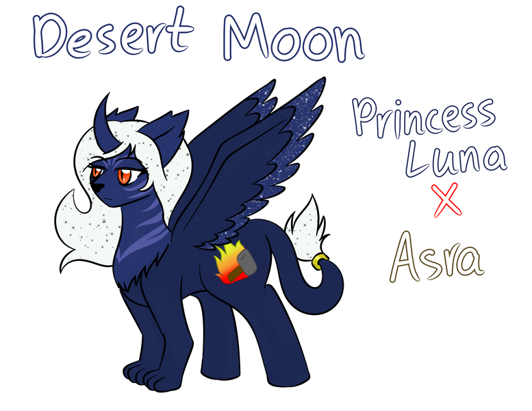 Size: 2538x1961 | Tagged: alicorn, alicorn oc, artist:jolliapplegirl, bio, derpibooru import, female, hybrid, interspecies offspring, mare, next generation, oc, oc:desert moon, offspring, parent:oc:asra, parent:princess luna, parents:canon x oc, solo, sphinx, sphinx oc, suggestive