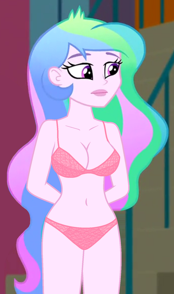 Size: 520x880 | Tagged: suggestive, derpibooru import, edit, edited screencap, editor:ah96, screencap, princess celestia, equestria girls, friendship games, arm behind back, belly button, bra, breast edit, breasts, busty princess celestia, cleavage, clothes, cropped, female, lingerie, panties, pink underwear, principal celestia, sexy, solo, solo female, underwear, underwear edit