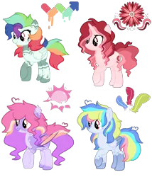 Size: 3000x3500 | Tagged: safe, artist:chococakebabe, derpibooru import, oc, unofficial characters only, bat pony, pegasus, pony, unicorn, adoptable, base used, female, high res, mare, simple background, transparent background