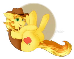 Size: 1689x1342 | Tagged: suggestive, artist:rudazmora, derpibooru import, braeburn, earth pony, pony, abstract background, clothes, cowboy hat, happy, hat, male, simple background, solo, solo male, stallion, transparent background, underhoof, vest