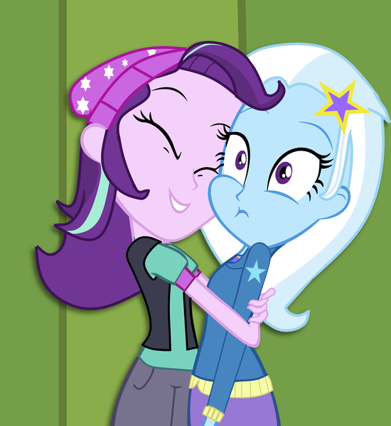 Size: 2952x3220 | Tagged: safe, artist:amelia-bases, artist:grapefruitface1, derpibooru import, starlight glimmer, trixie, equestria girls, base used, duo, female, hug, lesbian, requested art, shipping, startrix