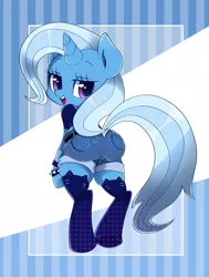 Size: 1300x1720 | Tagged: suggestive, artist:potetecyu_to, derpibooru import, trixie, pony, unicorn, clothes, female, jeans, looking at you, looking back, looking back at you, mare, pants, plot, solo, solo female, the great and powerful ass
