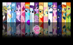 Size: 9843x6066 | Tagged: safe, artist:stay gold, derpibooru import, applejack, discord, fluttershy, pinkie pie, princess cadance, princess celestia, princess luna, rainbow dash, rarity, shining armor, spike, starlight glimmer, sunburst, thorax, trixie, twilight sparkle, twilight sparkle (alicorn), alicorn, changedling, changeling, draconequus, pegasus, pony, unicorn, absurd resolution, alicorn tetrarchy, king thorax, logo, mane seven, mane six, my little pony