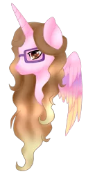 Size: 547x1103 | Tagged: safe, artist:cindydreamlight, derpibooru import, oc, oc:cindy, pony, unicorn, bust, colored wings, female, glasses, mare, multicolored wings, portrait, simple background, solo, transparent background