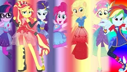 Size: 1920x1080 | Tagged: safe, artist:kuco, artist:whalepornoz, derpibooru import, applejack, fluttershy, pinkie pie, rainbow dash, rarity, sunset shimmer, twilight sparkle, equestria girls, equestria girls series, forgotten friendship, humane five, humane seven, humane six, ponied up, wallpaper