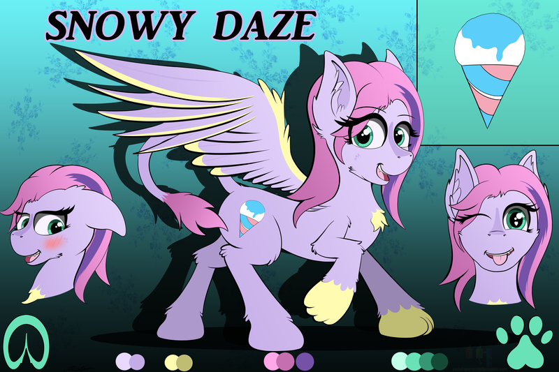 Size: 4500x3000 | Tagged: safe, artist:pedalspony, artist:raptorpwn3, derpibooru import, oc, oc:snowy daze, cat pony, hippogriff, hybrid, original species, absurd resolution, adorasexy, blushing, cat tail, cute, cutie mark, female, floppy ears, one eye closed, paws, reference, reference sheet, sexy, shy, solo, tongue out, wink
