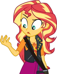 Size: 3393x4352 | Tagged: safe, artist:drakizora, derpibooru import, sunset shimmer, equestria girls, equestria girls series, forgotten friendship, .svg available, absurd resolution, cutie mark on clothes, geode of empathy, looking down, nani, simple background, solo, transparent background, vector
