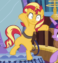 Size: 200x220 | Tagged: safe, derpibooru import, screencap, sunset shimmer, twilight sparkle, twilight sparkle (alicorn), alicorn, pony, equestria girls, equestria girls series, forgotten friendship, animated, bipedal, cropped, flailing, gif, in the human world for too long, magic mirror, silly, silly pony, wacky waving inflatable tube pony