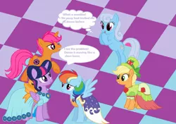 Size: 1280x901 | Tagged: alicorn, applejack, artist:leandrovalhalla, clothes, derpibooru import, dress, gala dress, grand galloping gala, linky, oc, oc:dance illusions, rainbow dash, safe, shoeshine, twilight sparkle, twilight sparkle (alicorn)