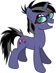 Size: 4469x5844 | Tagged: safe, artist:livehotsun, derpibooru import, oc, oc:ngkq, unofficial characters only, pony, unicorn, absurd resolution, commission, glasses, male, simple background, smiling, solo, stallion, transparent background, vector