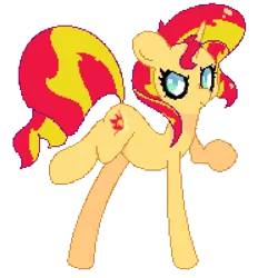 Size: 1500x1500 | Tagged: safe, artist:turtlefarminguy, derpibooru import, sunset shimmer, pony, unicorn, female, mare, misleading thumbnail, pixel art, raised hoof, raised leg, simple background, solo, transparent background