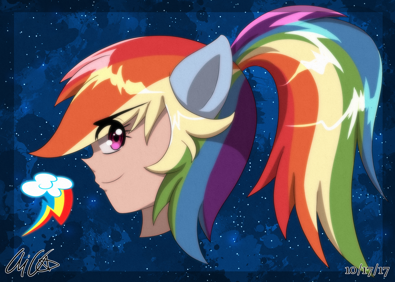 1323526 Safe Artistaloubell Derpibooru Import Rainbow Dash Human Bust Eared 3405