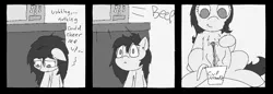 Size: 1037x357 | Tagged: artist:happy harvey, black and white, derpibooru import, drawn on phone, food, grayscale, happy, microwave, monochrome, noodles, oc, oc:floor bored, ramen, sad, safe, solo, unofficial characters only