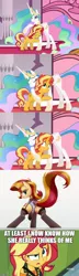 Size: 500x1736 | Tagged: suggestive, artist:raps, derpibooru import, edit, edited screencap, screencap, princess celestia, sunset shimmer, pony, unicorn, equestria girls, equestria girls series, forgotten friendship, blue underwear, bunset shimmer, clothed ponies, clothes, colored pupils, ear fluff, female, garters, image macro, lesbian, lingerie, looking at you, looking back, looking back at you, meme, panties, plot, presenting, sexy, shipping, smiling, smirk, socks, solo, solo female, stockings, sunsestia, sunset sees things, tail wrap, the prodigal sunset, thigh highs, underwear