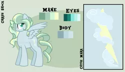 Size: 1563x905 | Tagged: safe, artist:ipandacakes, derpibooru import, oc, oc:cirrus shock, pegasus, pony, female, mare, offspring, parent:sky stinger, parent:vapor trail, parents:vaporsky, reference sheet, solo