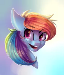 Size: 1024x1210 | Tagged: artist:freckleplant, bust, dead source, derpibooru import, eye clipping through hair, portrait, rainbow dash, safe, solo