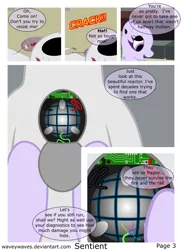 Size: 3840x5280 | Tagged: safe, artist:waveywaves, derpibooru import, oc, oc:joule, unofficial characters only, pony, robot, robot pony, comic:sentient, comic