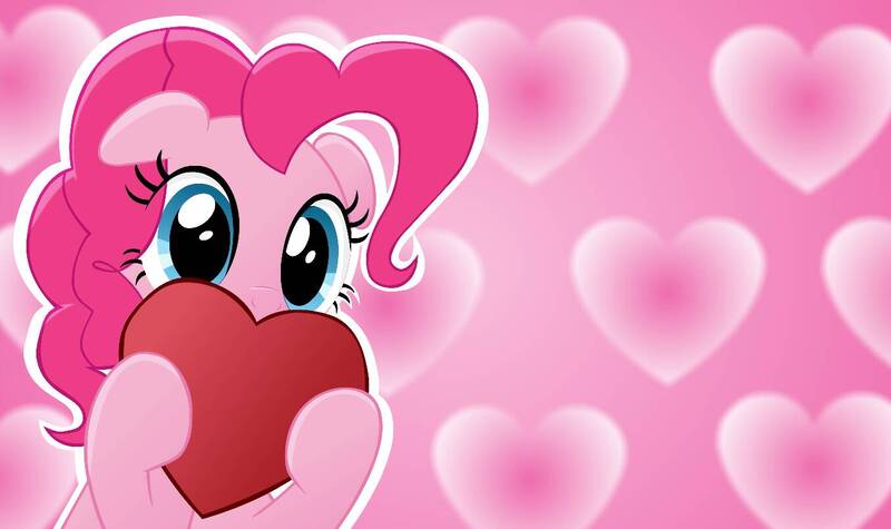 Size: 1355x804 | Tagged: safe, artist:oshitsukiryuu, derpibooru import, pinkie pie, earth pony, pony, cute, diapinkes, female, floppy ears, heart, heart background, hearts and hooves day, holding, holiday, looking at you, mare, solo, valentine's day