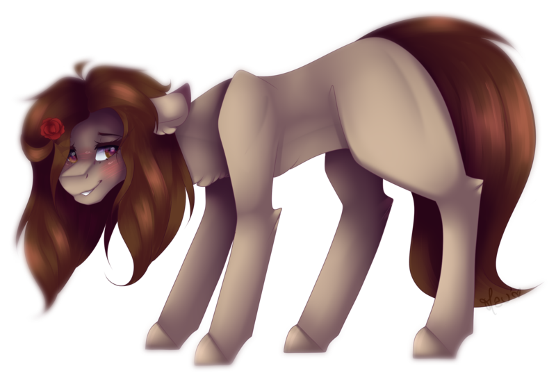 Size: 2147x1475 | Tagged: safe, artist:mauuwde, derpibooru import, oc, oc:maya, earth pony, pony, female, flower, flower in hair, mare, simple background, solo, transparent background