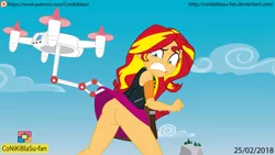 Size: 4533x2562 | Tagged: suggestive, artist:conikiblasu-fan, derpibooru import, edit, sunset shimmer, equestria girls, equestria girls series, forgotten friendship, ass, assisted exposure, beach, bottomless, bunset shimmer, clothes, commando, drone, embarrassed, embarrassed nude exposure, female, humiliation, image, implied lesbian, implied scitwishimmer, implied shipping, implied sunsetsparkle, no panties, nude edit, nudity, partial nudity, partial nudity edit, png, selfie drone, sexy, skirt, skirt lift, solo, solo female, stupid sexy sunset shimmer