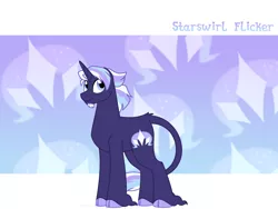 Size: 1600x1200 | Tagged: safe, artist:faith-wolff, derpibooru import, oc, oc:starswirl flicker, unofficial characters only, classical unicorn, pony, unicorn, cloven hooves, colored hooves, cutie mark background, facial hair, faithverse, goatee, leonine tail, magical lesbian spawn, male, next generation, offspring, parent:starlight glimmer, parent:trixie, parents:startrix, solo, stallion, unshorn fetlocks