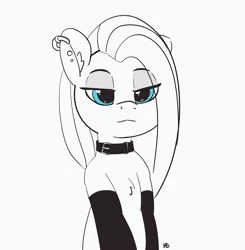 Size: 3075x3141 | Tagged: safe, artist:pabbley, derpibooru import, pinkie pie, earth pony, pony, chest fluff, collar, cute, cuteamena, ear piercing, earring, female, jewelry, lidded eyes, mare, monochrome, piercing, pinkamena diane pie, simple background, sketch, solo, white background