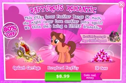 Size: 1084x720 | Tagged: advertisement, carriage, costs real money, crack is cheaper, derpibooru import, gameloft, gem, greedloft, hard to say anything, hearts and hooves day, official, safe, solo, swoon song