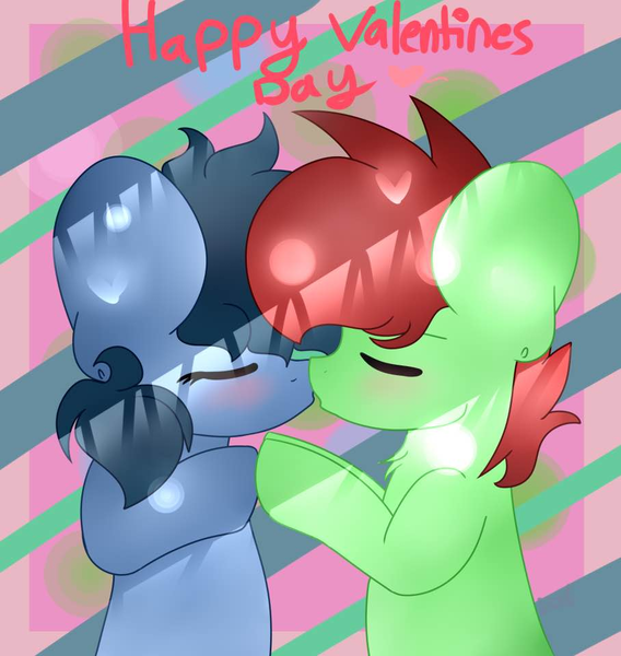 Size: 908x960 | Tagged: artist:slenderdash, cute, derpibooru import, kissing, oc, oc:faith, oc:minty light, safe