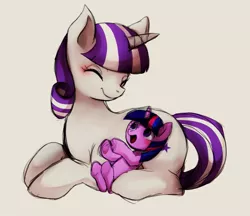 Size: 1183x1022 | Tagged: safe, artist:hosikawa, derpibooru import, twilight sparkle, twilight velvet, pony, unicorn, cute, female, filly, filly twilight sparkle, mare, mother and daughter, simple background, smiling, twiabetes, velvetbetes, white background, younger