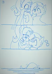 Size: 2919x4096 | Tagged: safe, artist:zemlya, derpibooru import, starlight glimmer, sunburst, pony, unicorn, comic, drunk, drunklight glimmer, female, imminent sex, male, shipping, starburst, straight, that escalated quickly, this will end in snu snu, traditional art
