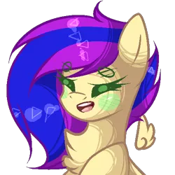 Size: 500x500 | Tagged: safe, artist:mauuwde, derpibooru import, oc, oc:speedy blossom, pegasus, pony, chest fluff, chibi, eyes closed, floating wings, happy, simple background, solo, transparent background