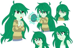 Size: 1442x947 | Tagged: safe, artist:fantasygerard2000, derpibooru import, wallflower blush, equestria girls, equestria girls series, forgotten friendship, clothes, freckles, memory stone, open mouth, simple background, solo, sweater, white background