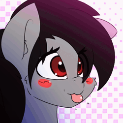 Size: 1000x1000 | Tagged: safe, artist:n0nnny, derpibooru import, oc, unofficial characters only, pony, animated, blinking, blushing, bust, ear fluff, frame by frame, gif, gift art, pffftftpfpfffttff, portrait, smiling, solo, tongue out