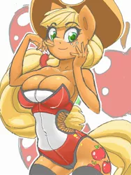 Size: 960x1280 | Tagged: suggestive, artist:oughta, derpibooru import, applejack, anthro, earth pony, adorasexy, breasts, busty applejack, clothes, cute, female, jackabetes, leotard, looking at you, mare, sexy, sketch, solo, solo female, stockings, thigh highs