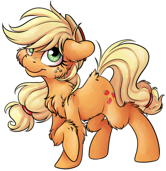 Size: 4652x4807 | Tagged: safe, artist:cutepencilcase, derpibooru import, applejack, earth pony, pony, absurd resolution, chest fluff, female, fluffy, freckles, mare, simple background, solo, transparent background