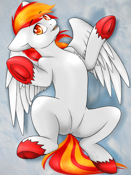 Size: 1200x1600 | Tagged: safe, artist:tokokami, derpibooru import, oc, oc:flamerunner, pegasus, pony, solo, underhoof, ych result