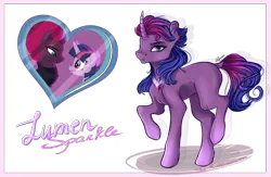 Size: 1500x978 | Tagged: alicorn, artist:she-nightmare, broken horn, curved horn, derpibooru import, eye scar, female, lesbian, magical lesbian spawn, my little pony: the movie, oc, offspring, parents:tempestlight, parent:tempest shadow, parent:twilight sparkle, raised hoof, safe, scar, shipping, simple background, tempestlight, tempest shadow, transparent background, twilight sparkle, twilight sparkle (alicorn)