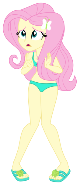 Size: 4378x10000 | Tagged: safe, artist:g-side sf, artist:gabosor, derpibooru import, fluttershy, equestria girls, equestria girls series, forgotten friendship, absurd resolution, adorasexy, breasts, clothes, cute, feet, female, flip-flops, geode of fauna, hips, legs, ms paint, open mouth, redraw, sandals, sexy, simple background, solo, swimsuit, swimsuit edit, toes, transparent background, underwear, vector