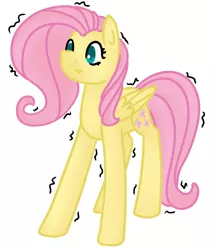 Size: 1045x1191 | Tagged: safe, artist:azure-quill, artist:fluttershydaily, derpibooru import, fluttershy, pony, image, png, shaking, shivering, simple background, solo, standing, tilde, transparent background, wavy mouth, white background